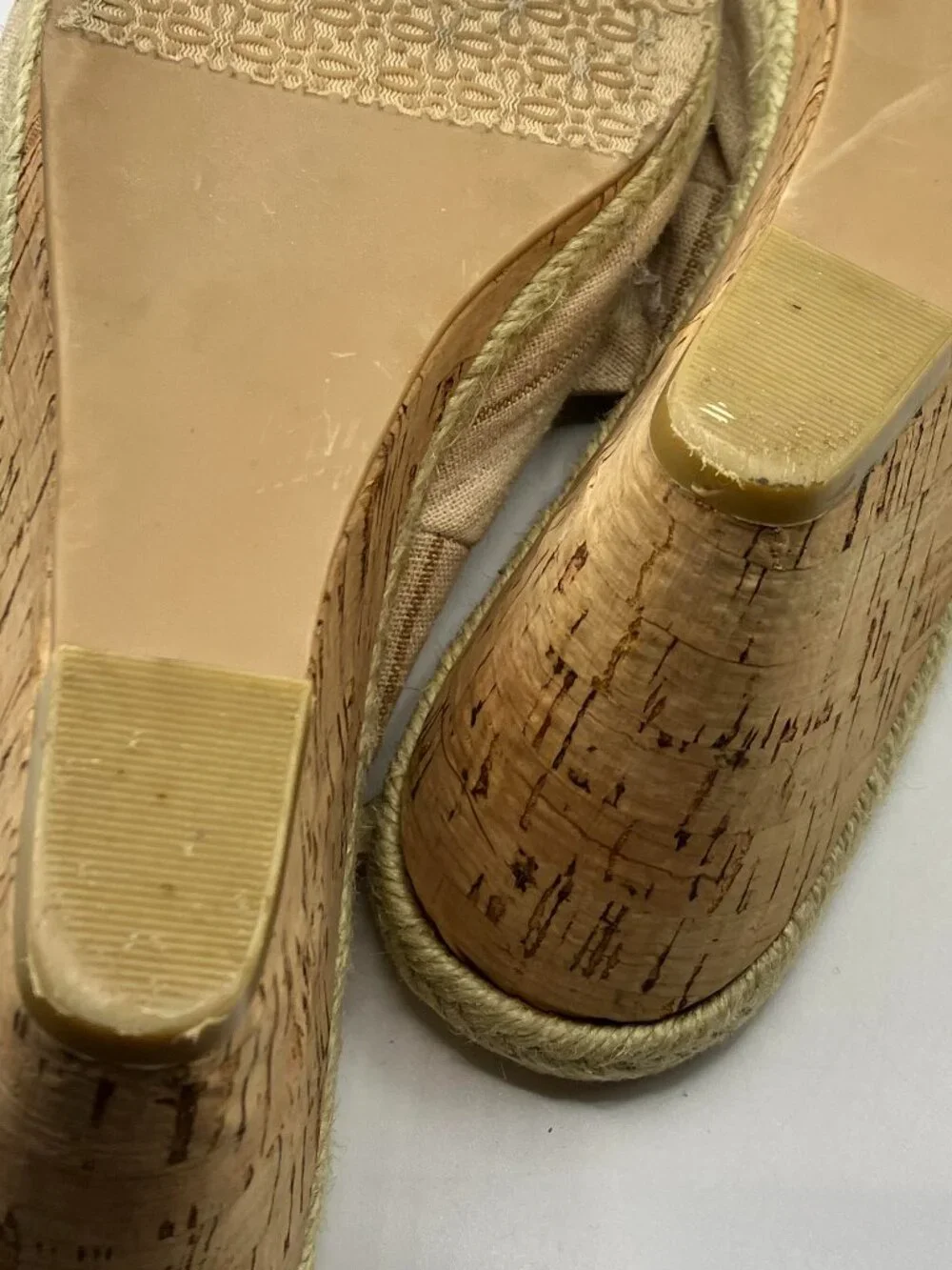 Naturalizer Espadrille Cloth Sandals with bow Cork 3.5-inch Heel Size 8.5 M